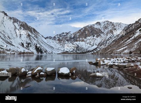 Winter Reflections At Convict Lake In Eastern Sierra Nevada Mountains