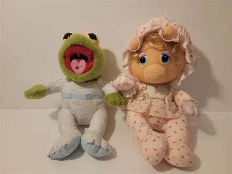 Muppet Babies 1984 Baby Kermit Frog Miss Piggy Plush Hasbro Softies