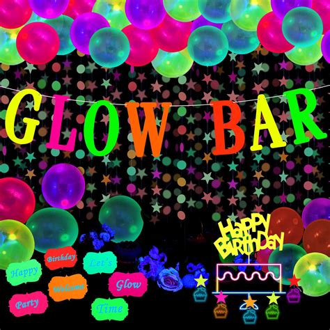 Buy Glow Neon Party Supplies Glow Bar Banner Fluorescent Balloons