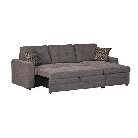 Coaster Chenille Sleeper Sofa With Storage In Charcoal And Black 501677