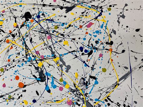 Colorful Splatter Acrylic Painting On White Canvas Title Etsy