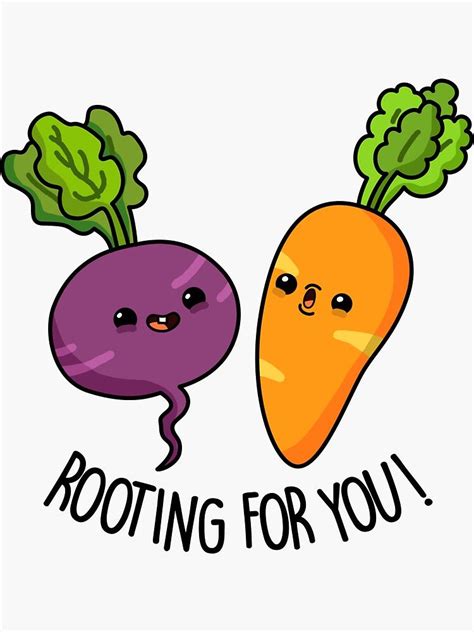 Rooting For You Vegetable Food Pun Sticker By Punnybone Funny Doodles