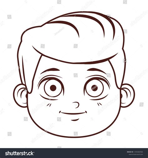 Cute Boy Face Cartoon Royalty Free Stock Vector 1255460764
