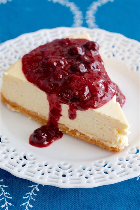 Classic Cheesecake With Rustic Mixed Berry Sauce Bakeologie