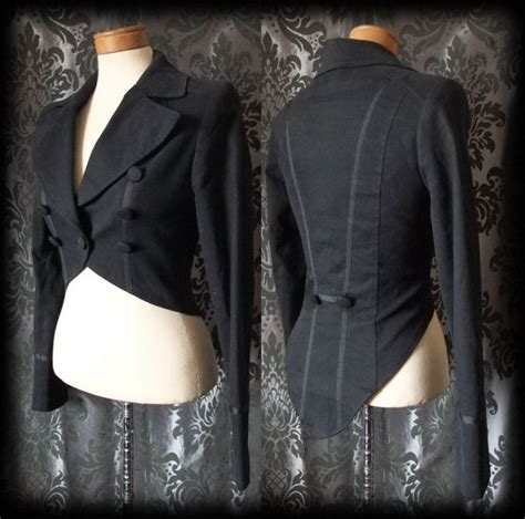 Gothic Black Fitted Tailored Ringmaster Riding Jacket Tail Coat 6 8