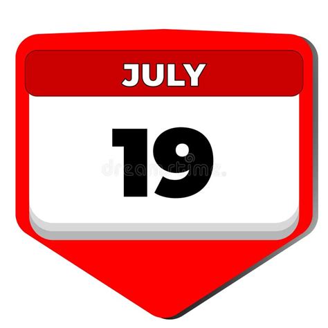 19 July Vector Icon Calendar Day 19 Date Of July Nineteenth Day Of