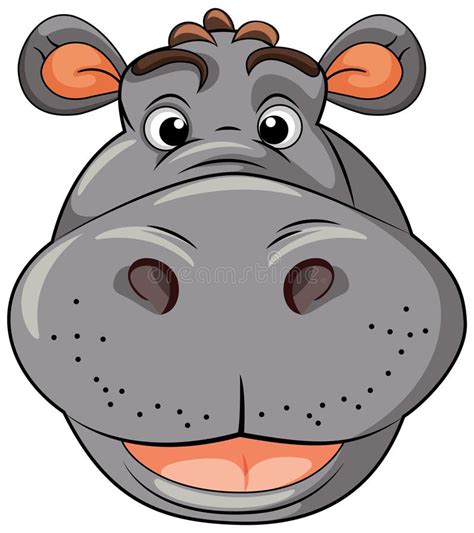 Hippopotamus Face In Cartoon Style Stock Vector Illustration Of Face