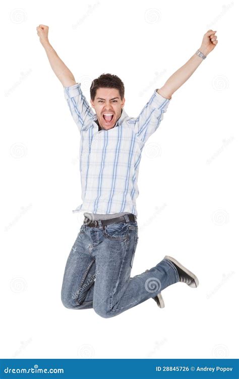 Casual Man Shouting For Joy Stock Photo Image Of Happy Caucasian