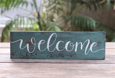 Welcome Hand Lettered Wood Sign, hand painted in Mill ...