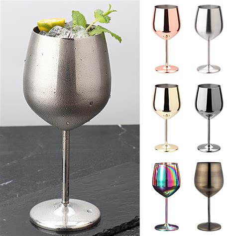 Stainless Steel Wine Glasses 17 Oz Unbreakable Stemmed Red Wine Glasses Rose Gold Wine Goblets