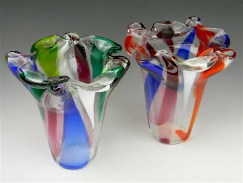 Hand Made Contemporary Vases Fused And Draped Glass By The Daniel