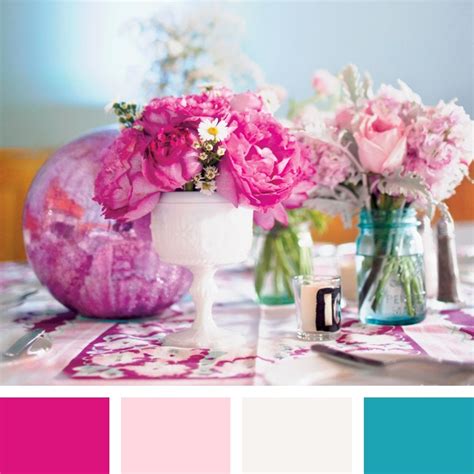 Brown and teal is a classic color combination. Fuchsia, Light Pink, White and Teal Color Palette