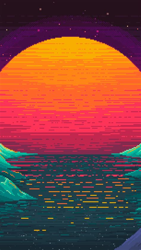 Pixel Sunset Wallpapers Top Free Pixel Sunset Backgrounds