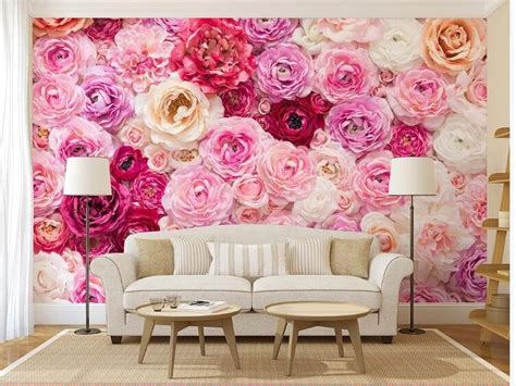 3d Oil Painting Red And Pink Big Rose Wallpaper 3d Hand Etsy Rose