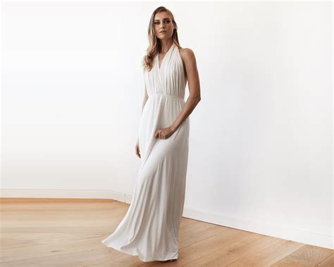 Ivory Bridal Halter Neck Maxi Dress Blogdresses
