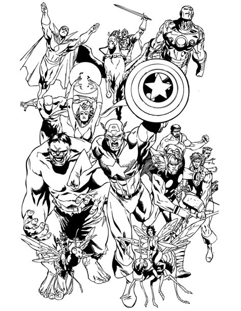 Classic Avengers Team Coloring Page H And M Coloring Pages