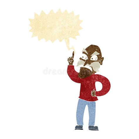 Cartoon Old Man Laying Down Rules With Speech Bubble Stock Illustration