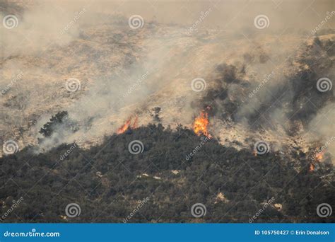 Flames Towering On Hillside In California Wildfire Stock Image Image