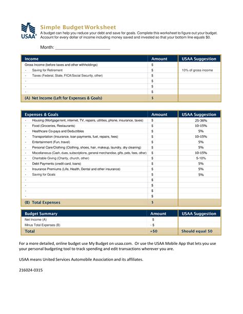 Free usaa budget worksheet, Download Free usaa budget worksheet png