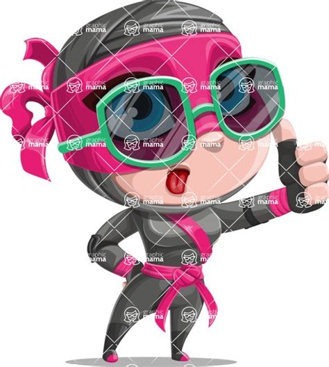 Cute Ninja Girl Cartoon Vector Character Aka Hiroka Sunglasses 2
