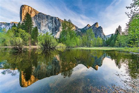 Spring Reflection El Capitan And Three Brothers Yosemite Eloquent