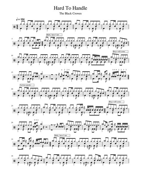 Hard To Handle The Black Crowes Drum Sheet Sheet Music For Drum