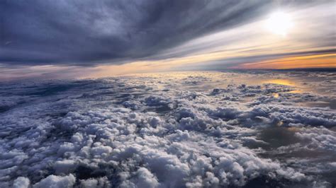 Flying Above The Clouds At Sunset Desktop Wallpapers 1920x1080