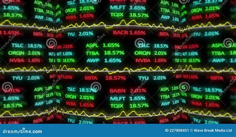 Image Of Stock Market Display With Stock Market Tickers And Graphs 4k