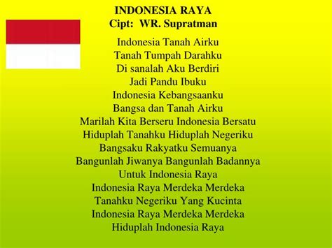 Pencipta lagu indonesia raya ini lahir di kabupaten purworejo pada tanggal 19 maret 1903. Ppt Indonesia Raya Cipt Wr Supratman Powerpoint Presentation