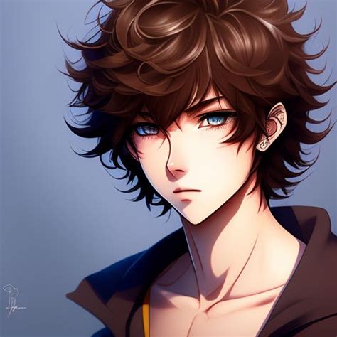 Last Gerbil73 Anime Boy Drawing With Brown Curly Hair And Blue Eyes