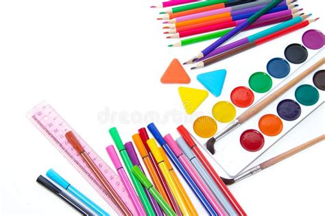 Back To School Preparing For The School Year Stationery Isolated On A