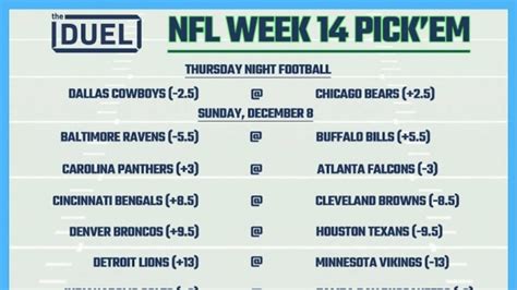 Printable Nfl Weekly Pick Em Sheets For Week 14