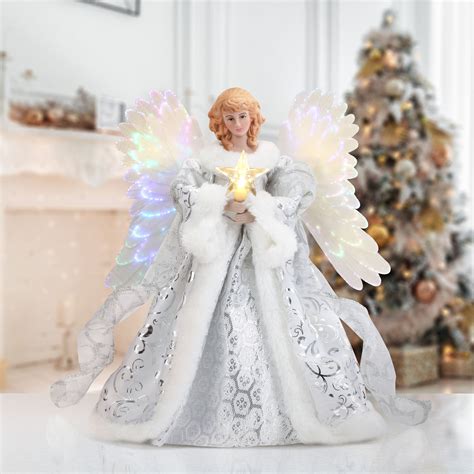 12 Fiber Optic Animated Tree Topper White Angel Mr Christmas