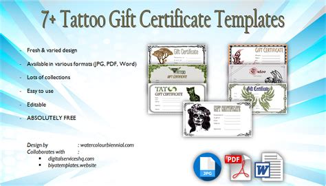 Free Printable Tattoo Gift Certificates Fresh Professional Templates