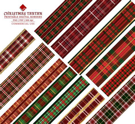 Digital Christmas Borderschristmas Tartan Border Etsy Clip Art