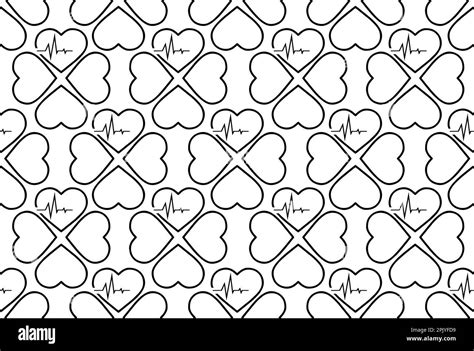 Simple Seamless Pattern Of Black Hearts On A White Background Texture