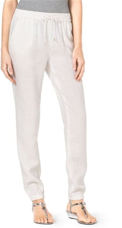 Michael Michael Kors Linen Drawstring Track Pants In White Lyst