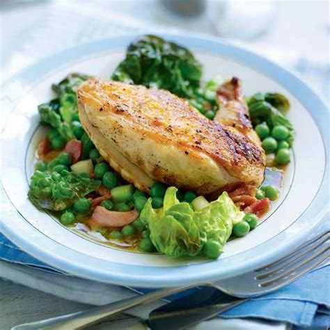 I seem to have the most trouble with chicken thighs and leg sections. Pan-fried chicken with peas, bacon and lettuce | Recipe | Pan fried chicken, Lettuce recipes ...
