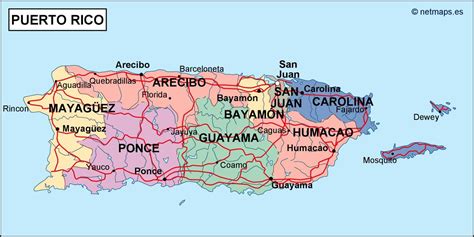Puerto Rico Political Map Eps Illustrator Map Vector World Maps