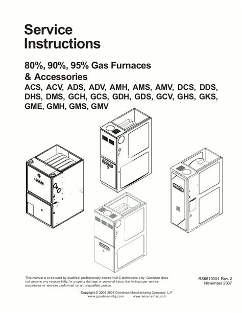 Amana Furnace Service Manual For Acs Acv Ads Adv Amh And Ams Models