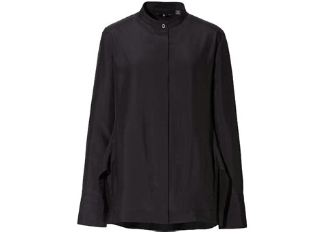 Uniqlo X Jil Sander Womens Stand Collar Long Sleeve Shirt Black Ss21