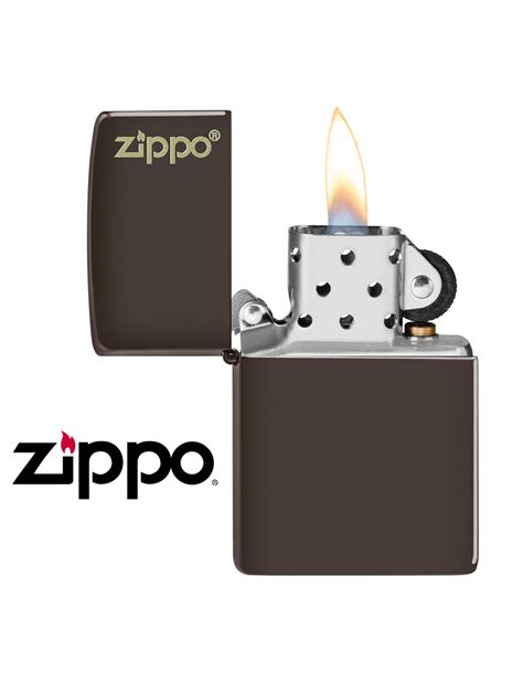 Briquet Zippo Logo Brown Matte