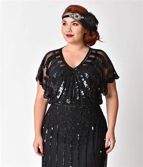 Plus Size 1920s Black Beaded Deco Angelina Maxi Flapper Dress At Amazon