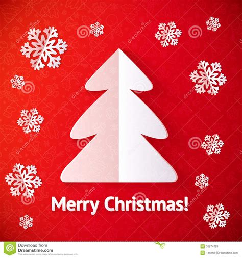 White Paper Cut Out Christmas Tree Greeting Card Stock