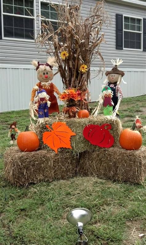 Outside Fall Decor Corn Stalks And Hay Fodder Shock Fall