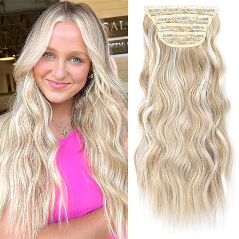 Alxnan Clip In Long Wavy Synthetic Hair Extension 20 Inch