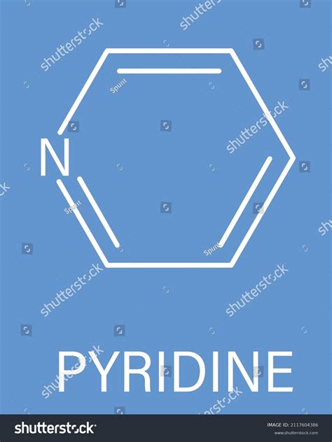Pyridine Chemical Solvent Reagent Molecule Skeletal Stock Vector