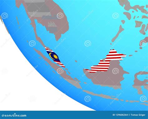 Malaysia With Flag On Globe Stock Illustration Illustration Of