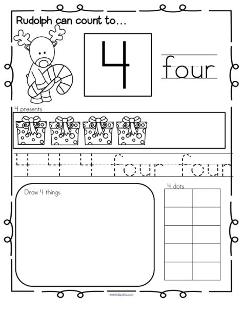 Christmas Rudolph Number Practice Printables Recognition Tracing