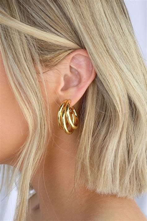 Gold Hoop Earrings With Nude Pendant Bocage Hot Sex Picture